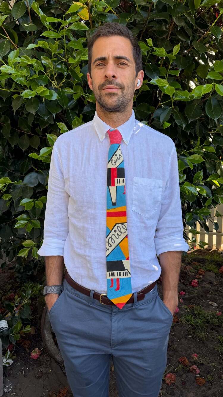 Vintage Silk Handmade Piano Motif Novelty Necktie